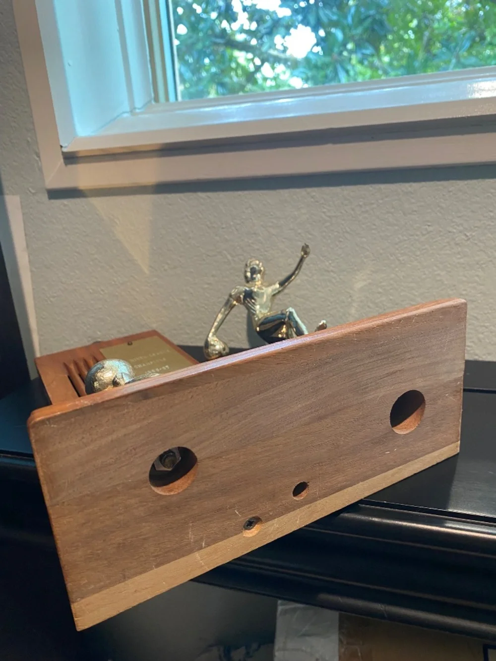 🎳 Bowling Trophy, Ladies, Wooden Vintage 🏆 Craftsmanship, Solid Wood, Unique